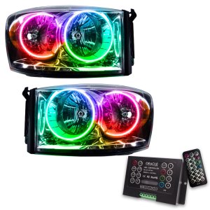 Dodge Ram Headlight Assemblies - ORACLE Lighting - ColorSHIFT w/ 2.0 Controller - `07-`08